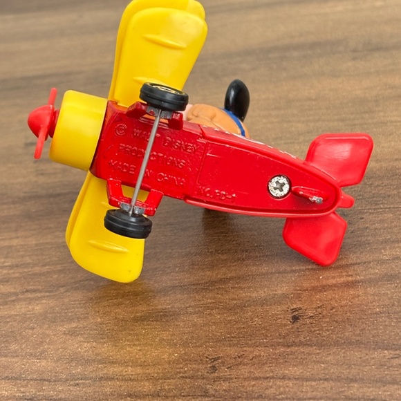 VINTAGE Walt Disney MICKEY MOUSE Diecast Airplane By Tomy Toy Biplane 1970-80's - Picture 10 of 10